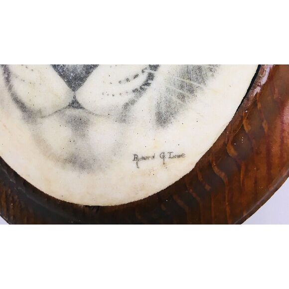 Vintage 70s Robert G Lowe Original Tiger Sand Art Signed Folk Art Framed - Picture 5 of 6